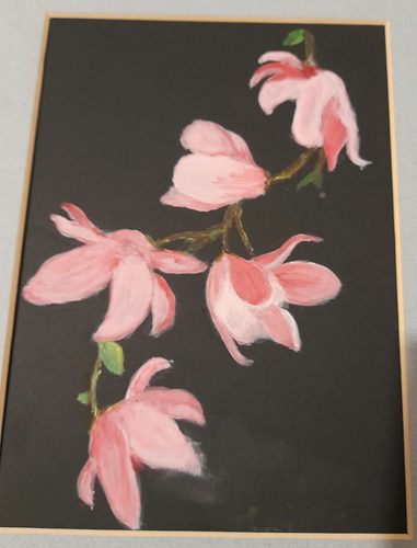 Josie, Pink Magnolia, acrylic.